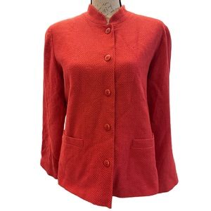 Orvis Blazer Red Textured Cotton Blend Womens Size 10